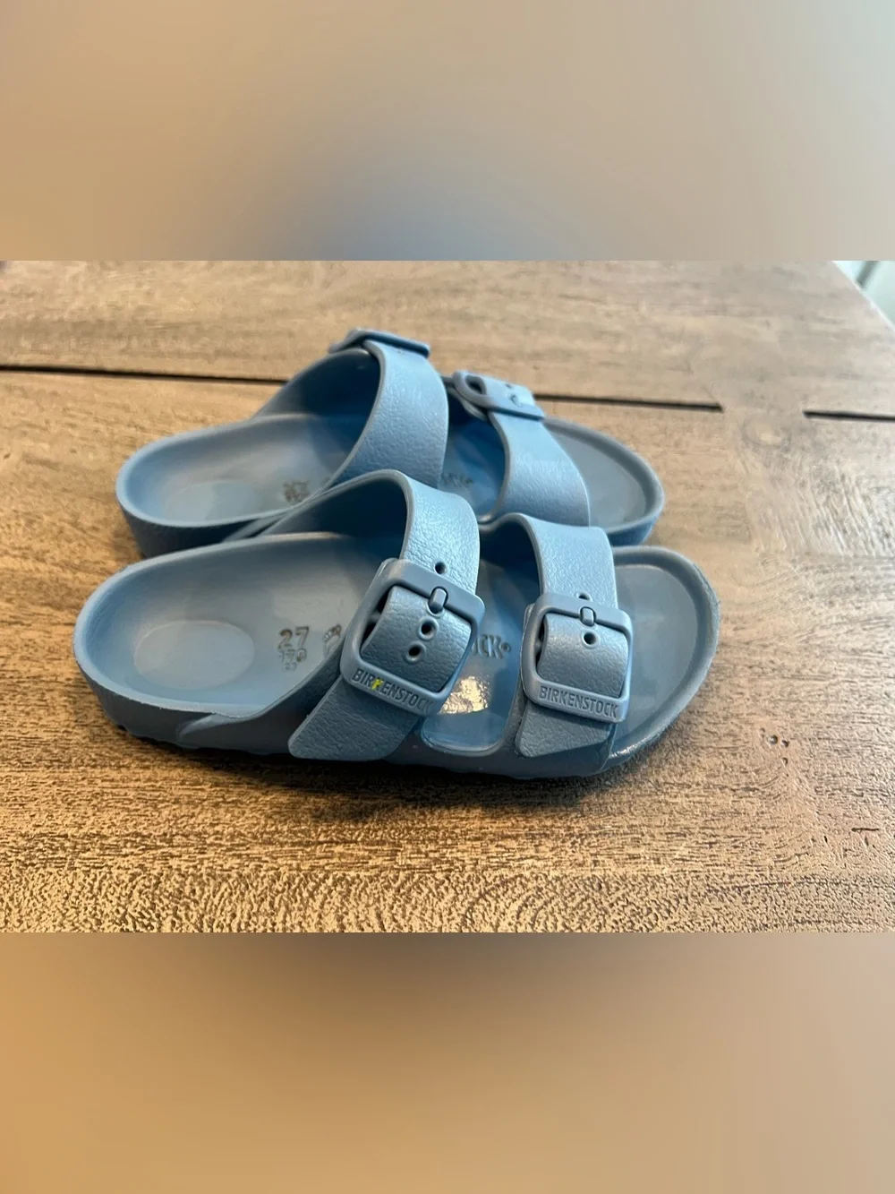 Birkenstock Arizona EVA Kids Blue Two-Strap Buckle Slide Sandals EU 27 US 9